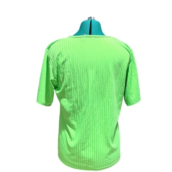 Bohoo lime green ribbed short sleeve shirt size 8 - Picture 3 of 6